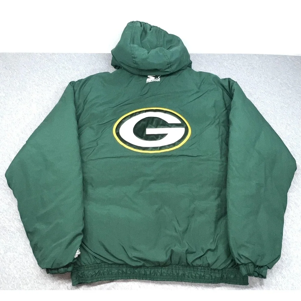 Vintage Green Bay Packers Jacket Mens XL Green NFL Football Starter Coat 90s